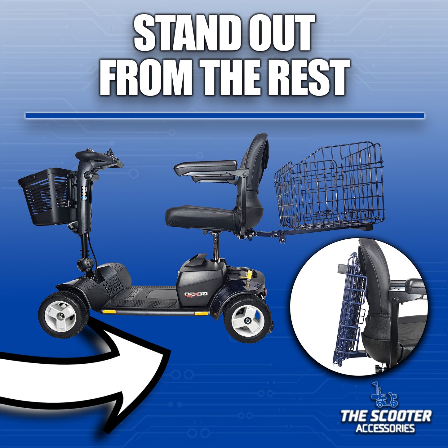 Folding Rear Basket For Most Mobility Scooters - Blue Color