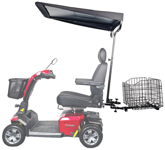 Sunshade Canopy Accessory Bundle – Includes Canopy, Multi-Accessory Holder, & Folding Rear Basket